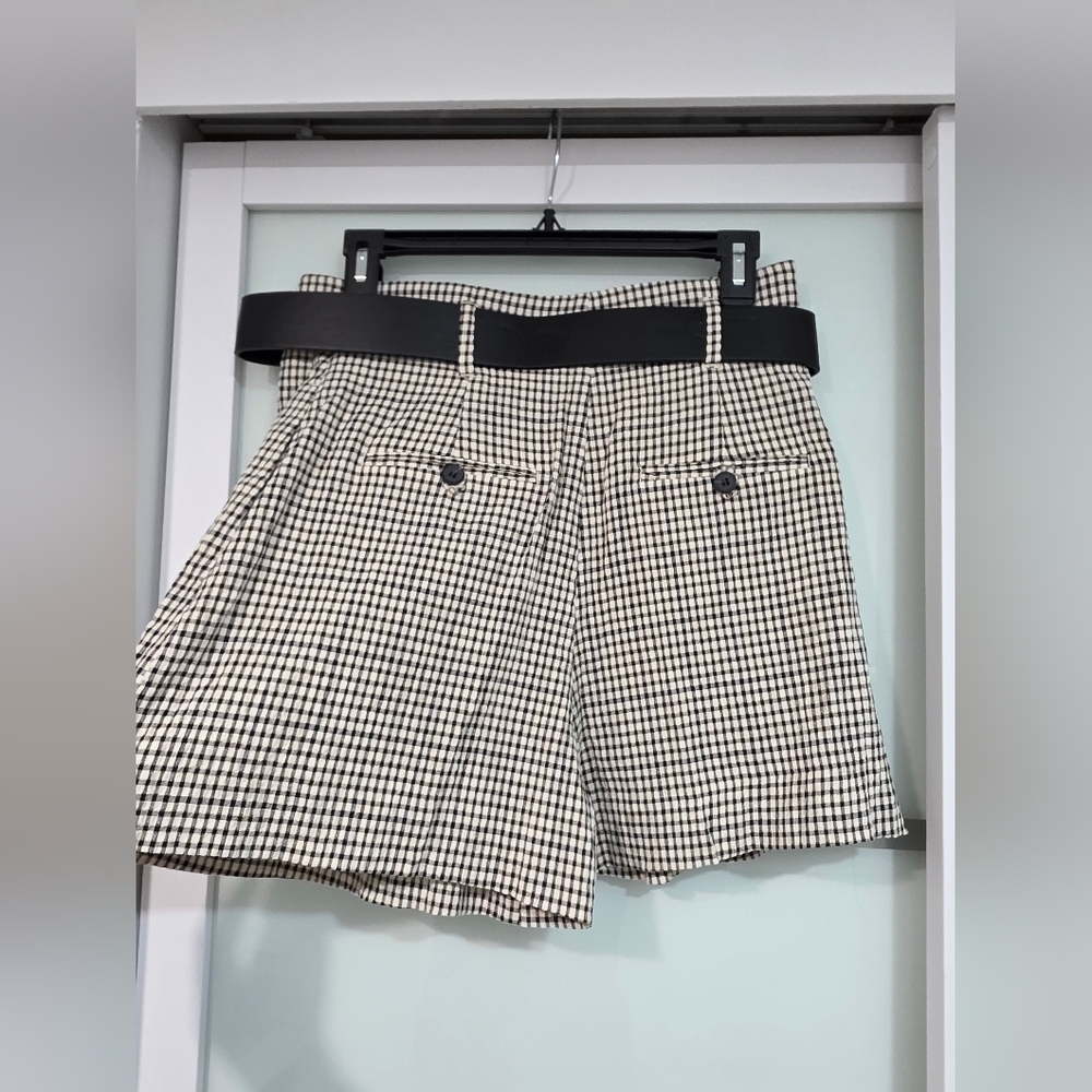 Zara Belted Giingham Plaid Cotton Shorts - Picture 10 of 15